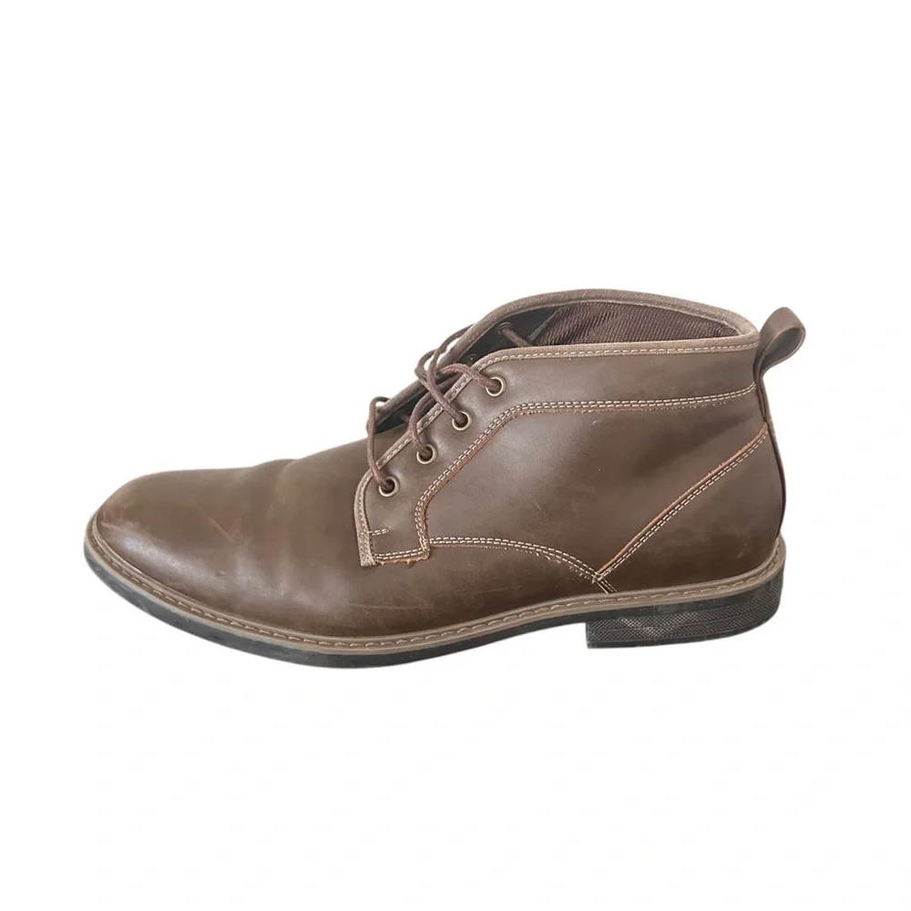 Perry Ellis Portfolio Kale Chukka Boots Ankle Brown Leather Size 11.5